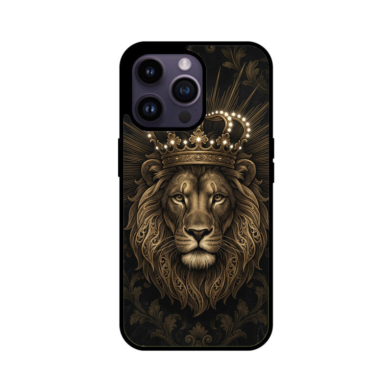 Products - Leo iPhone Case – Gold Lion Tempered Glass Cover | Gizmia