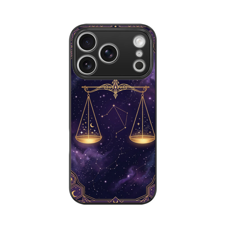 Gizmia – Designer iPhone Cases India | Artistic Covers from ₹399 - Libra iPhone Case – Cosmic Balance Tempered Glass Cover | Gizmia