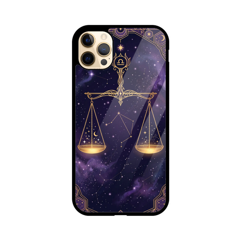 Gizmia – Designer iPhone Cases India | Artistic Covers from ₹399 - Libra iPhone Case – Cosmic Balance Tempered Glass Cover | Gizmia