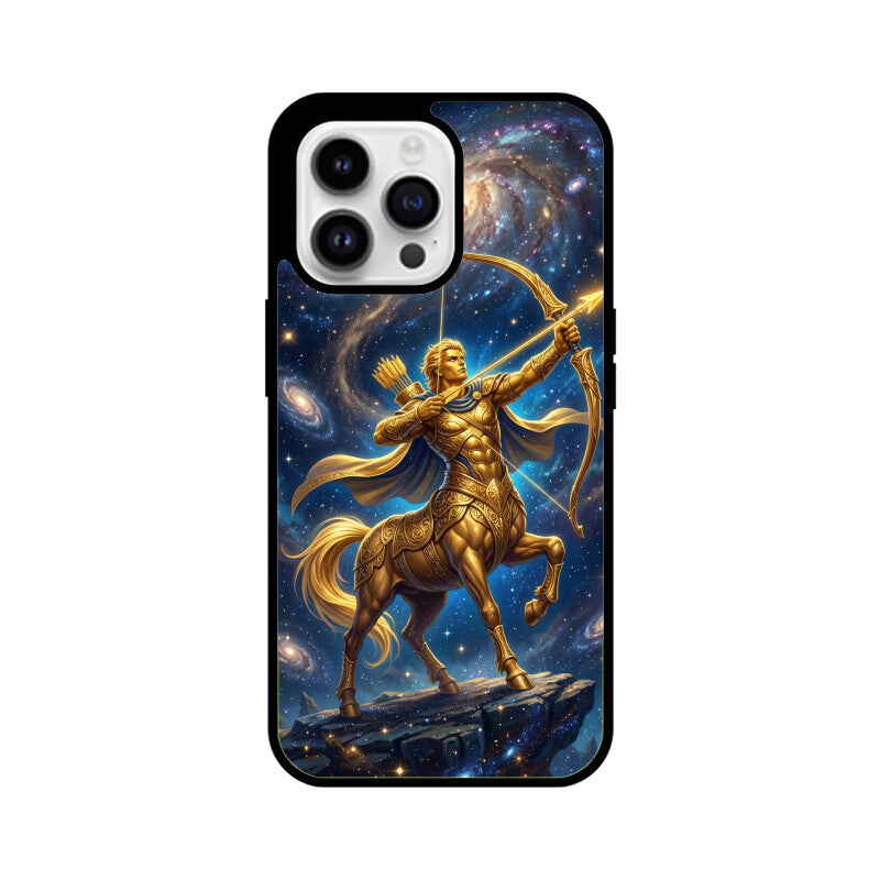 Sagittarius iPhone Case – Arrow of Stars Tempered Glass Cover | Gizmia