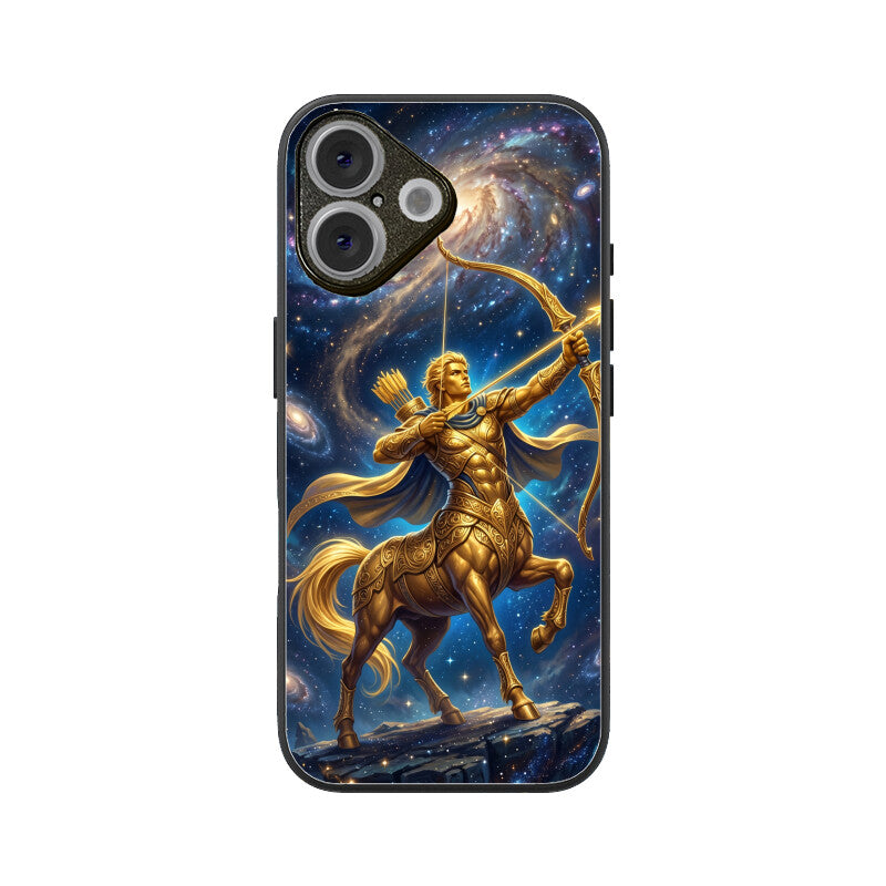 Sagittarius iPhone Case – Arrow of Stars Tempered Glass Cover | Gizmia