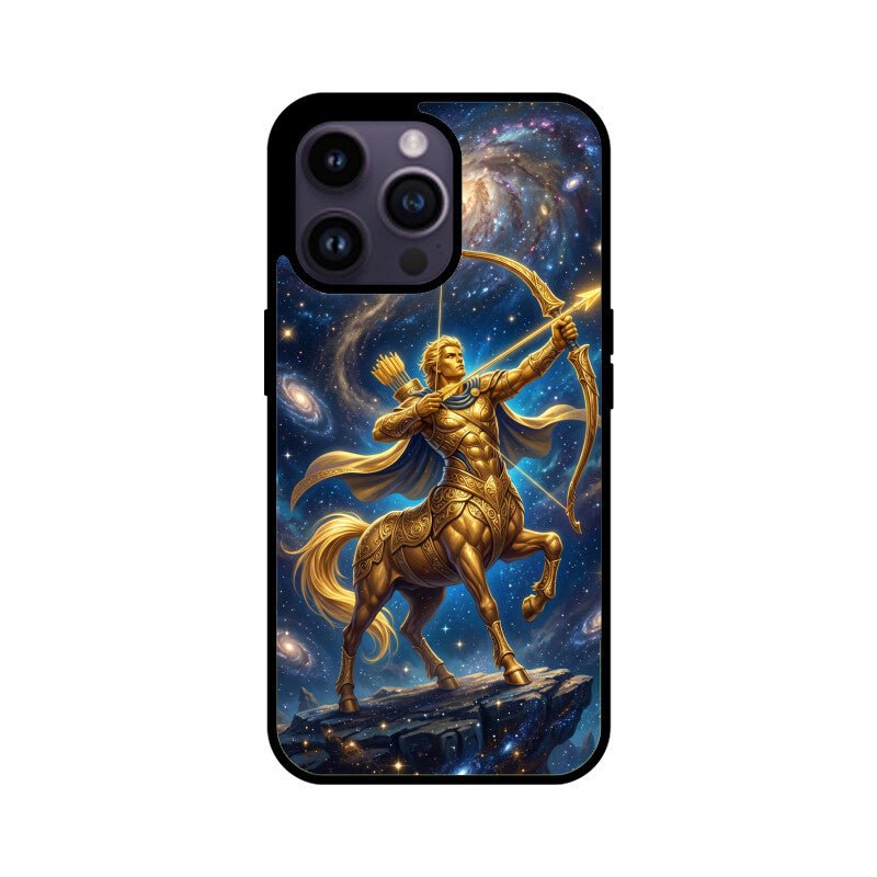 Sagittarius iPhone Case – Arrow of Stars Tempered Glass Cover | Gizmia