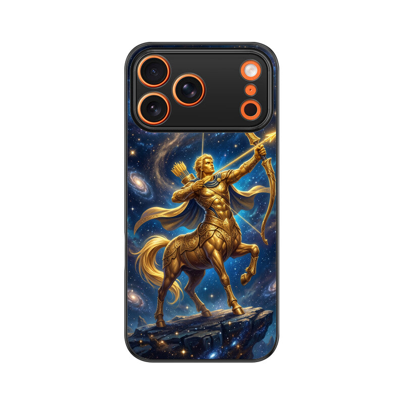 Sagittarius iPhone Case – Arrow of Stars Tempered Glass Cover | Gizmia